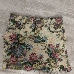 Zara Multicolor Floral Fringe Skirt